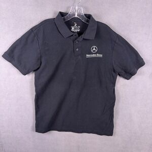 Mercedes Benz Mens Polo Three In Shirt M Black Short Sleeves Embroidered Logo